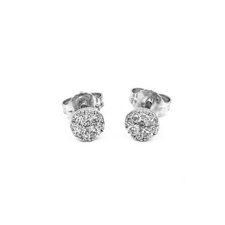 Aretes en forma de racimo de diamantes de talla redonda de 0,33 quilates en oro blanco de 14 quilates