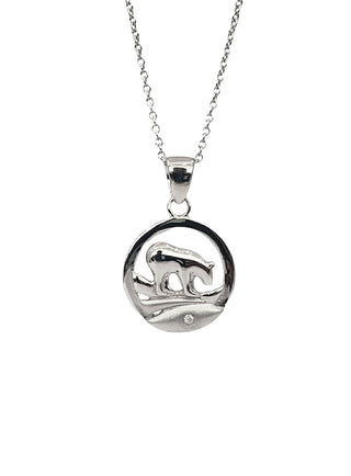 Colgante de oso espíritu de diamante canadiense de plata de ley 925 de 0,015 quilates