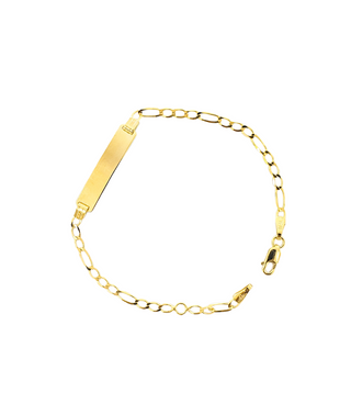 10K Yellow Gold Bracelet with Engravable Plate, 5.75-6.5"