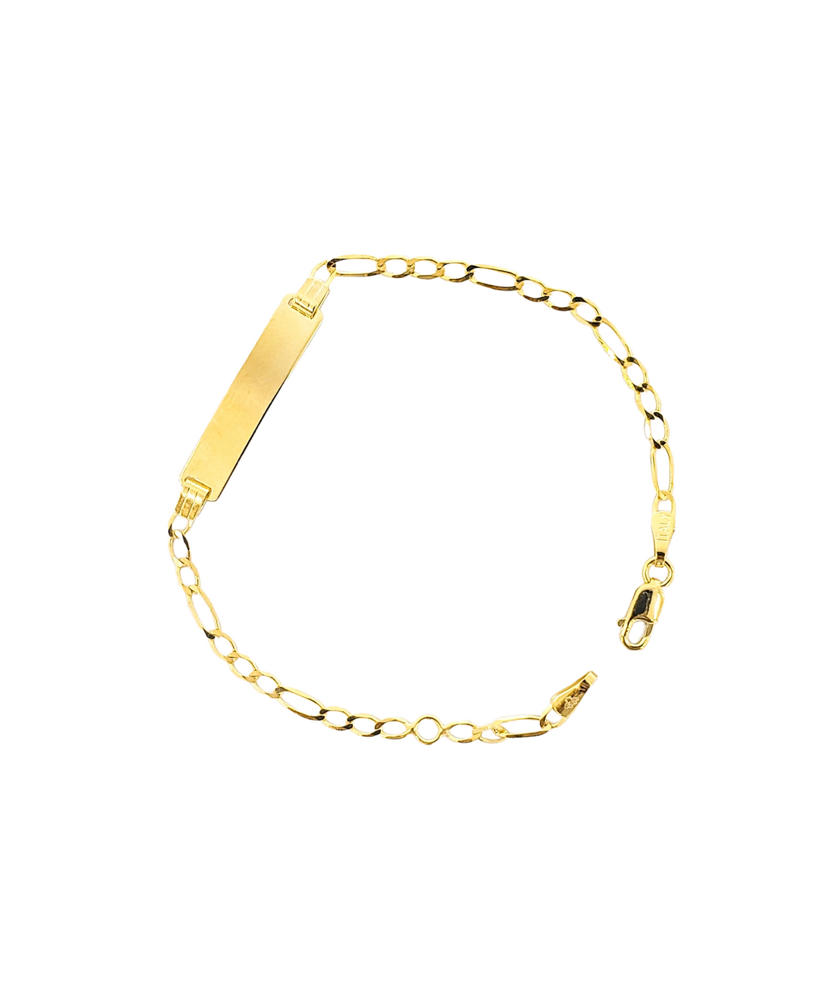 10K Yellow Gold Bracelet with Engravable Plate, 5.75-6.5&quot;