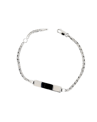 Brazalete de oro blanco de 10 quilates con placa grabable, 5,25-6,0"