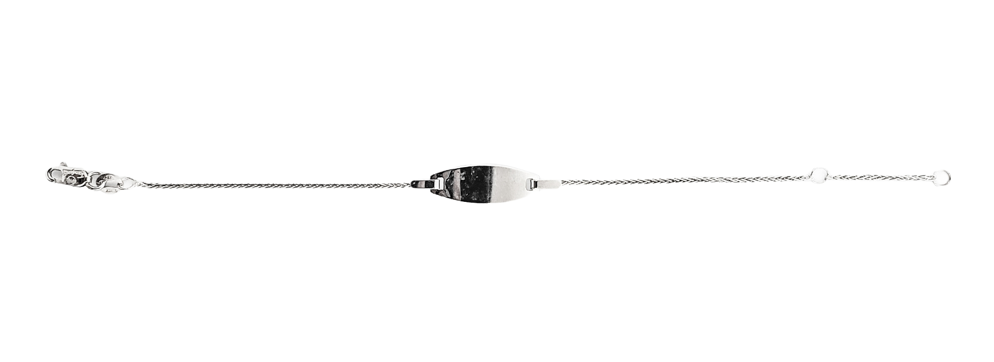 10K White Gold Bracelet with Engravable Plate, 5.75-6.25"