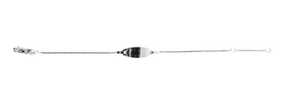 Brazalete de oro blanco de 10 quilates con placa grabable, 5,75-6,25" 