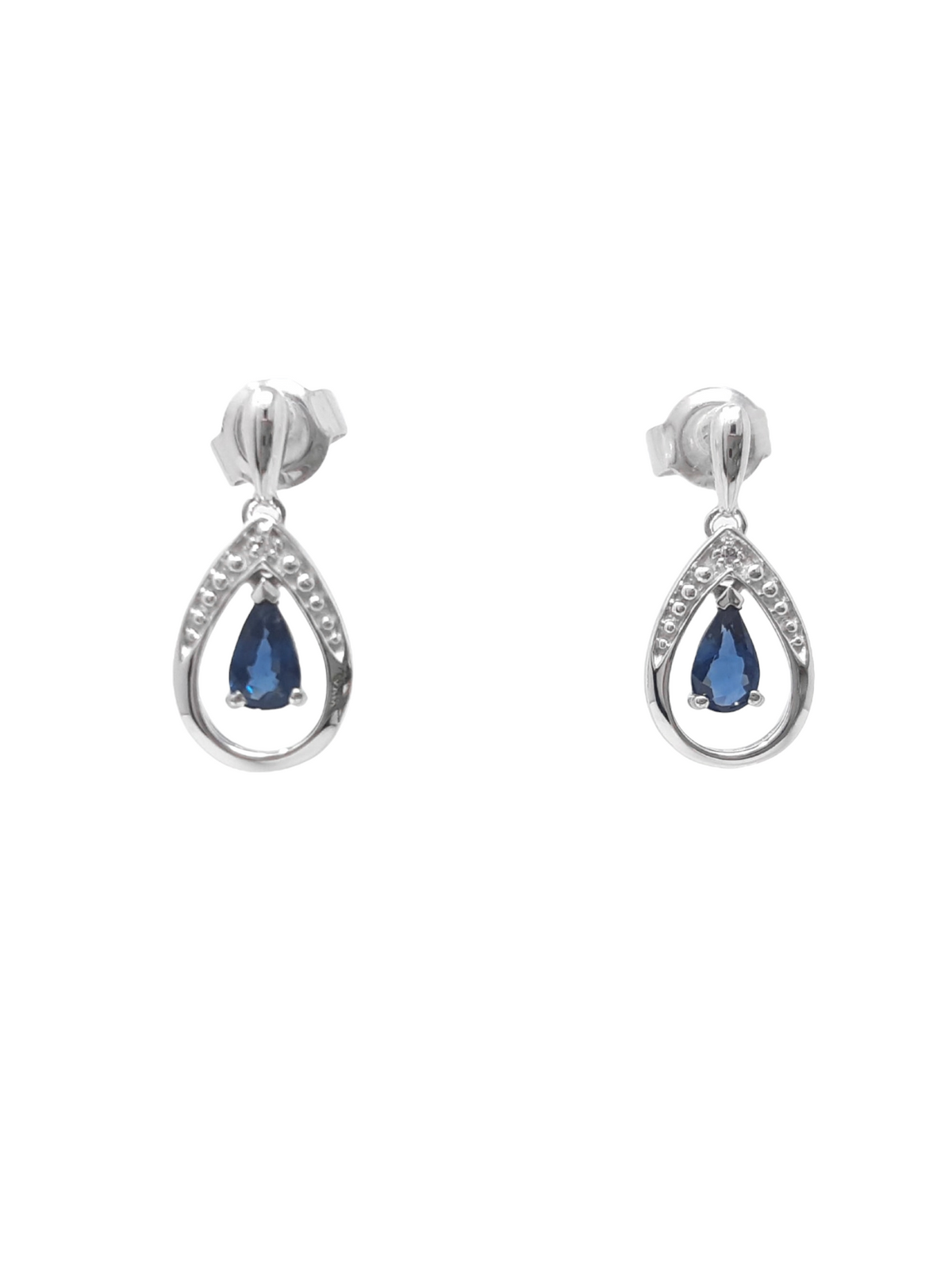 10K White Gold Sapphire and Diamond Earrings