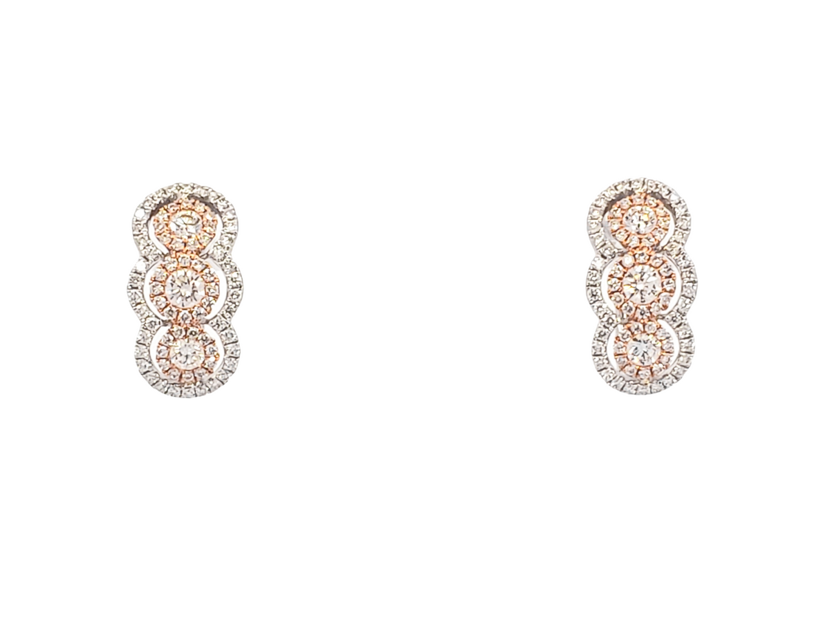 Aretes tipo argolla con diamantes de 0,76 quilates en oro blanco y rosa de 14 quilates