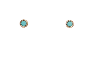 Pendientes de oro rosa de 14 quilates con turquesa de 0,12 quilates y diamantes de 0,09 quilates