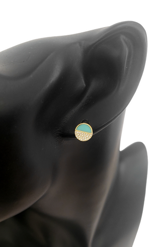 Pendientes de oro amarillo de 14 quilates con turquesa de 0,46 quilates y diamantes de 0,12 quilates