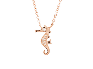 Colgante de caballito de mar con diamantes de 0,03 quilates en oro rosa de 14 quilates, 18"