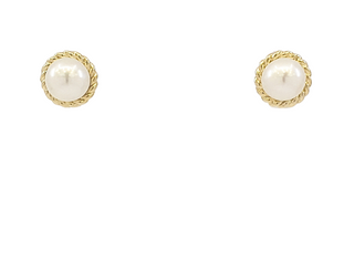10K Yellow Gold 6mm Cultured Pearl Stud Earrings