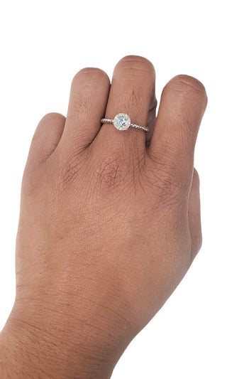 Anillo de oro blanco de 10 quilates con aguamarina de 0,30 quilates y diamantes de 0,08 quilates, talla 7