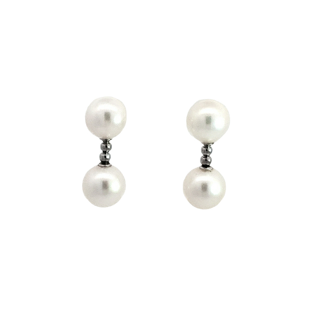 14K White Gold 7-7.5mm Cultured Pearl Dangle Earring