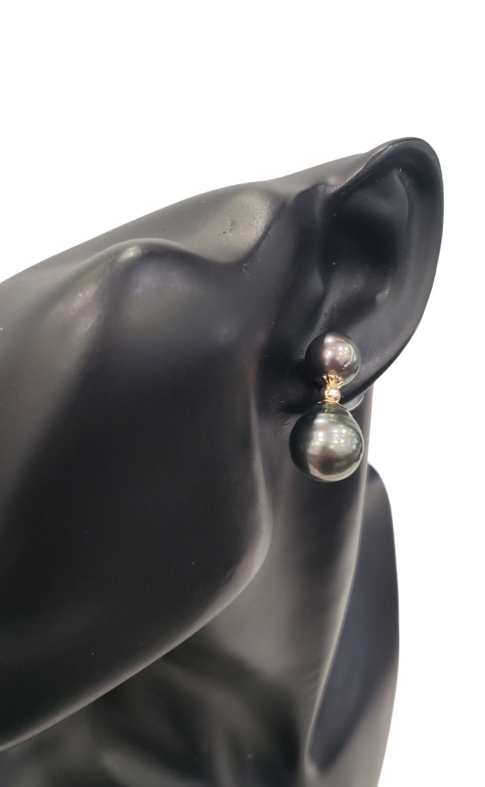 14K Yellow Gold 10-13mm Tahitian Pearl Dangle Earring