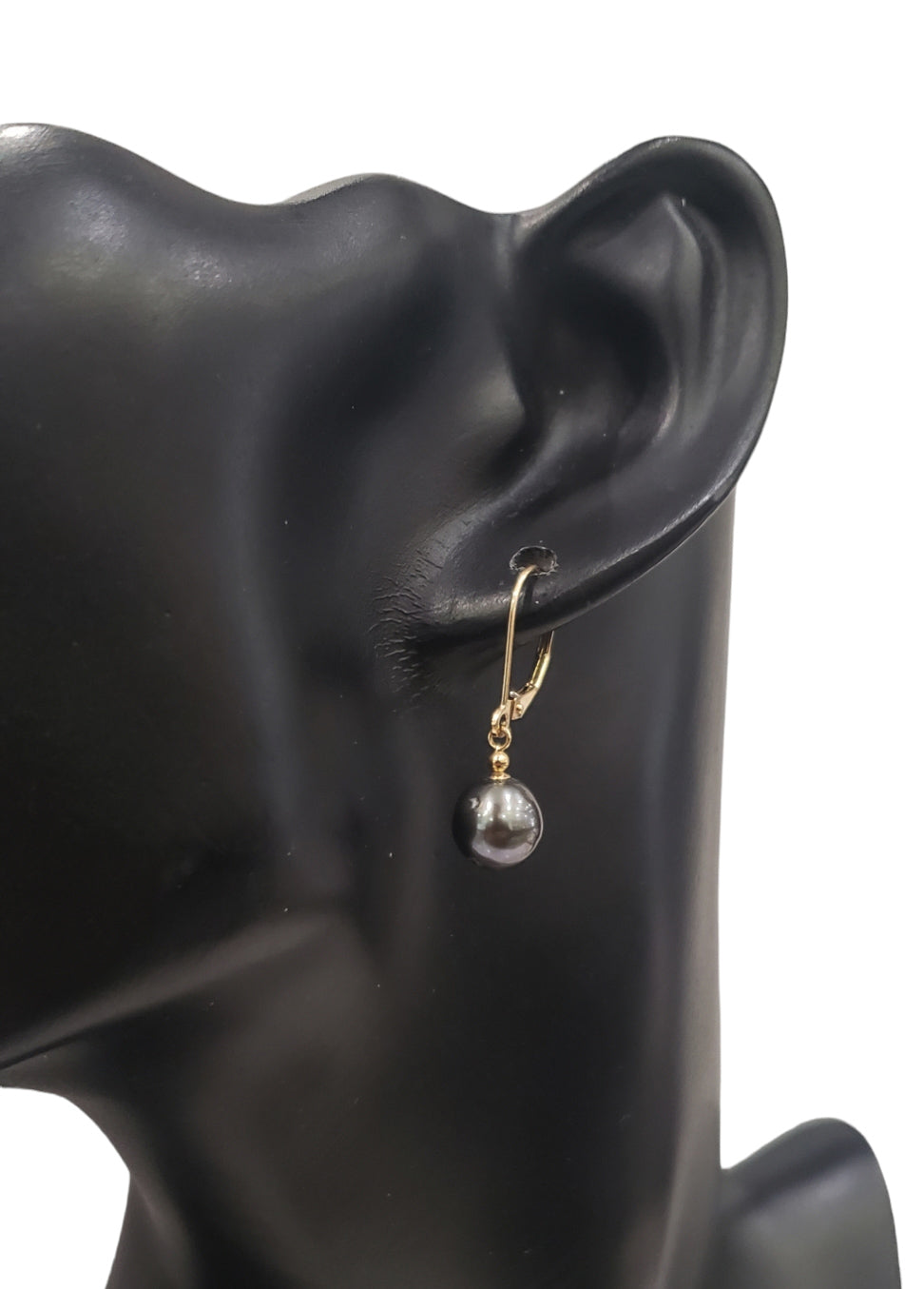 14K Yellow Gold Tahitian Pearl Earrings with Lever Backs