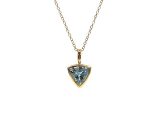 10/14K Yellow Gold 0.56cttw Aquamarine Pendant, 18"