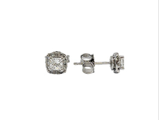 Arete de oro blanco de 14 quilates con diamantes canadienses de 0,22 quilates de talla princesa