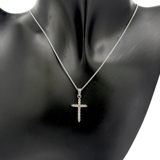 14K White Gold 0.58cttw Diamond Cross Pendant, 18"