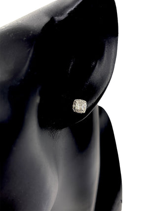 Arete de oro blanco de 14 quilates con diamantes canadienses de 0,22 quilates de talla princesa