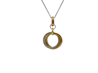 Colgante de diamantes de 0,16 quilates en oro tricolor de 14 quilates, 18"