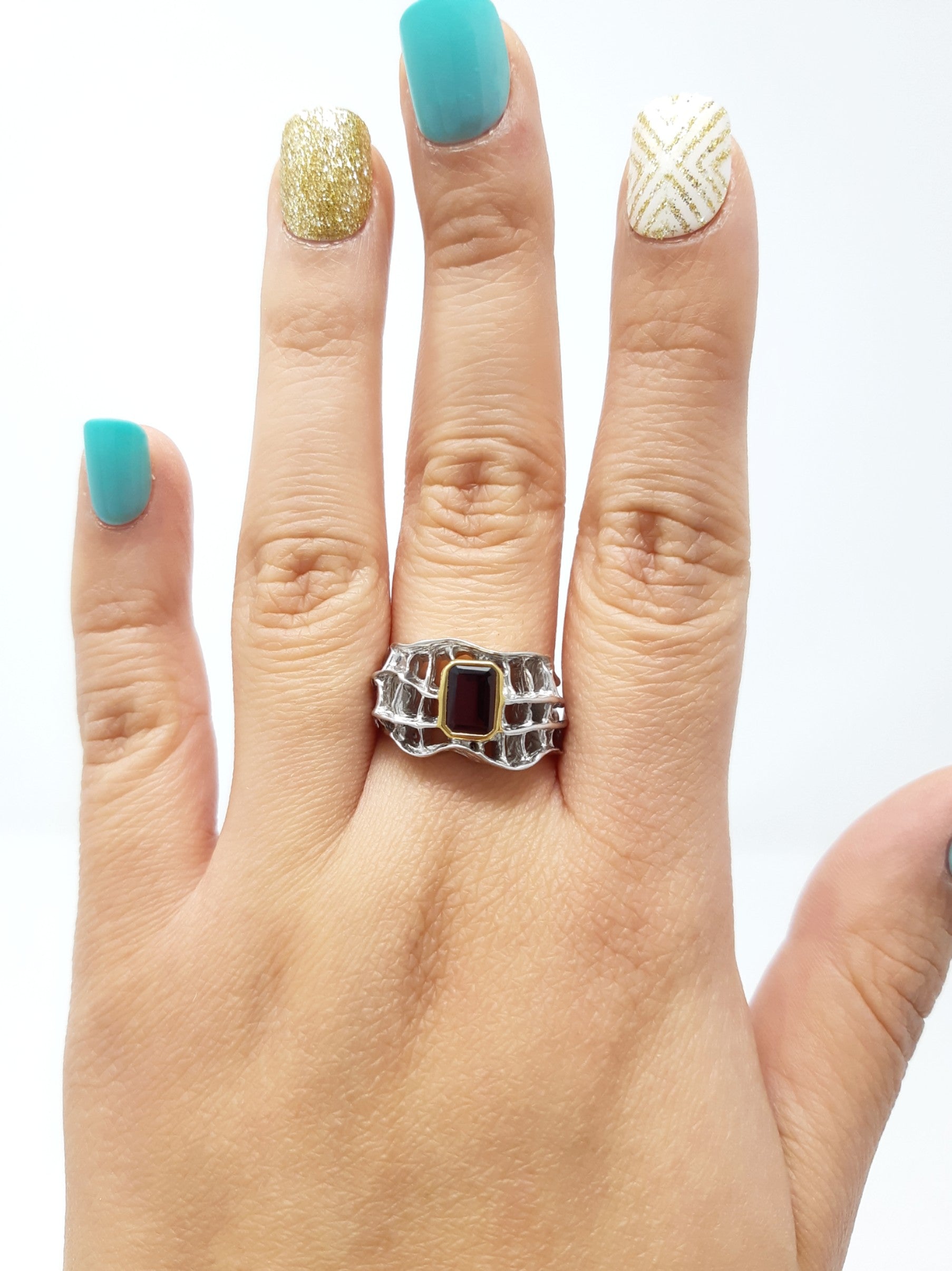 Silver and Garnet Ring