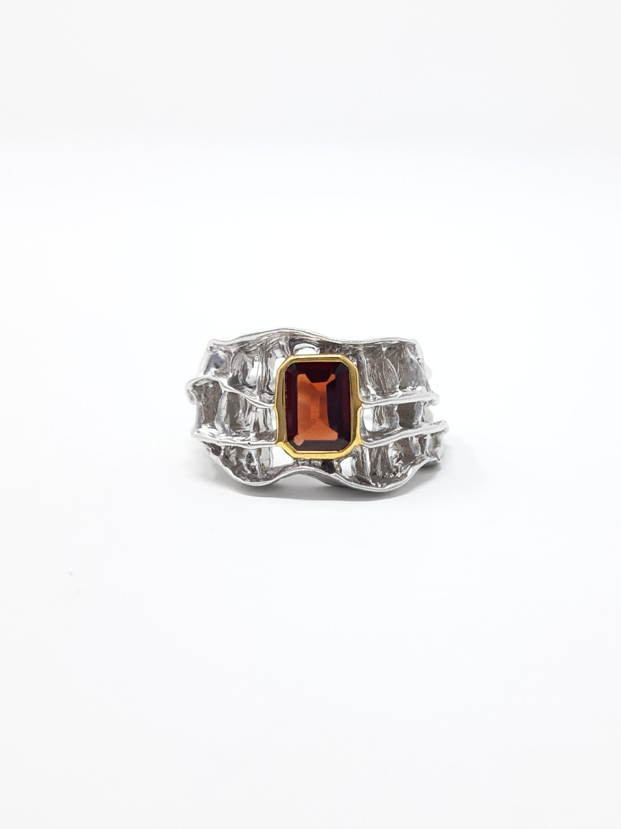 Silver and Garnet Ring