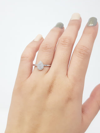 10K White Gold 0.15cttw Pave Pear Shape Diamond Engagement Ring