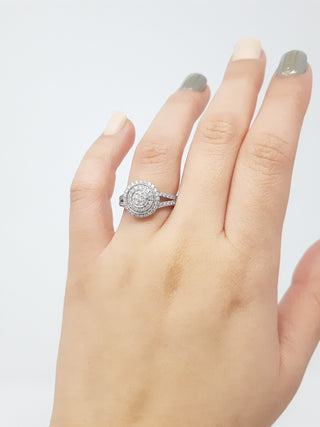 14K White Gold 0.66cttw Diamond Halo Engagement Ring