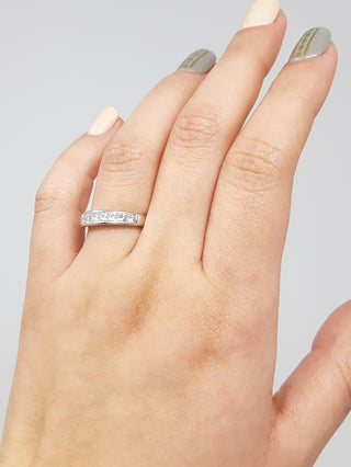 14K White Gold 1.00cttw Princess Cut Diamond Channel Anniversary Band, Size 6.5