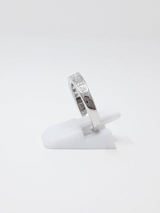 14K White Gold 1.00cttw Princess Cut Diamond Channel Anniversary Band, Size 6.5