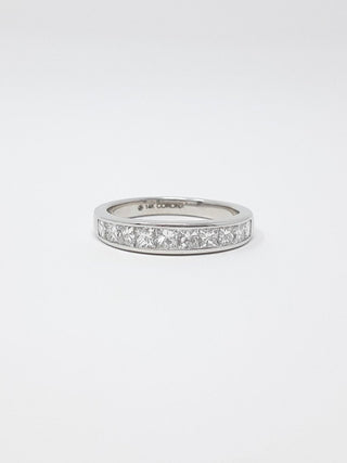 14K White Gold 1.00cttw Princess Cut Diamond Channel Anniversary Band, Size 6.5
