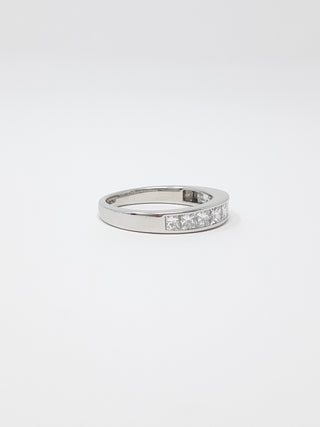 14K White Gold 1.00cttw Princess Cut Diamond Channel Anniversary Band, Size 6.5