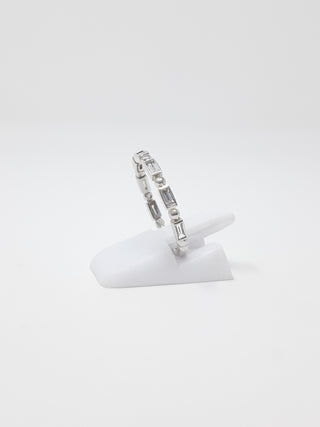 Anillo de diamantes de talla baguette de 0,30 quilates en oro blanco de 10 quilates, talla 6,5
