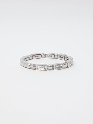 Anillo de diamantes de talla baguette de 0,30 quilates en oro blanco de 10 quilates, talla 6,5