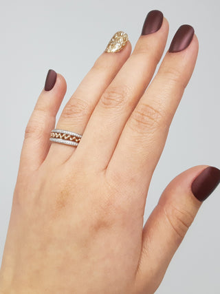 Anillo de diamantes de 0,18 quilates en oro blanco y rosa de 10 quilates, tamaño 6,5