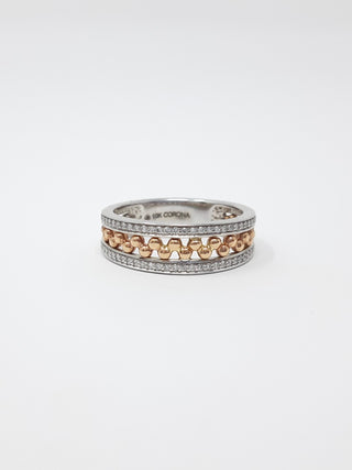 Anillo de diamantes de 0,18 quilates en oro blanco y rosa de 10 quilates, tamaño 6,5