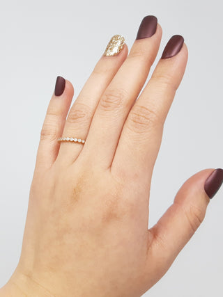 Anillo de diamantes de 0,10 quilates en oro rosa de 10 quilates, talla 6,5