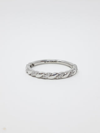 Anillo/banda apilable de diamantes de 0,10 quilates en oro blanco de 10 quilates, talla 6,5