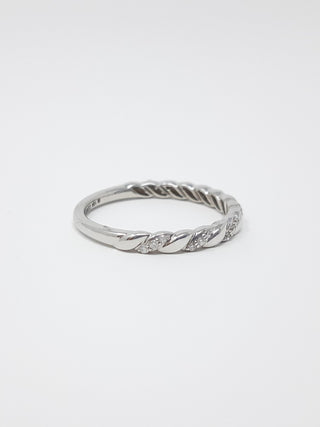 Anillo/banda apilable de diamantes de 0,10 quilates en oro blanco de 10 quilates, talla 6,5