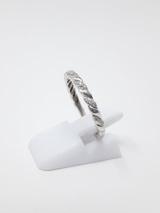Anillo/banda apilable de diamantes de 0,10 quilates en oro blanco de 10 quilates, talla 6,5