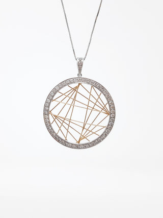 Colgante de diamantes de 0,91 quilates en oro blanco y rosa de dos tonos de 14 quilates - 19 pulgadas