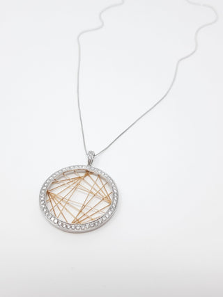 Colgante de diamantes de 0,91 quilates en oro blanco y rosa de dos tonos de 14 quilates - 19 pulgadas