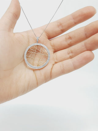Colgante de diamantes de 0,91 quilates en oro blanco y rosa de dos tonos de 14 quilates - 19 pulgadas