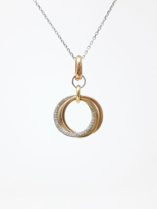 Colgante de diamantes de 0,16 quilates en oro tricolor de 14 quilates, 18"