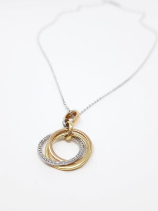 Colgante de diamantes de 0,16 quilates en oro tricolor de 14 quilates, 18"