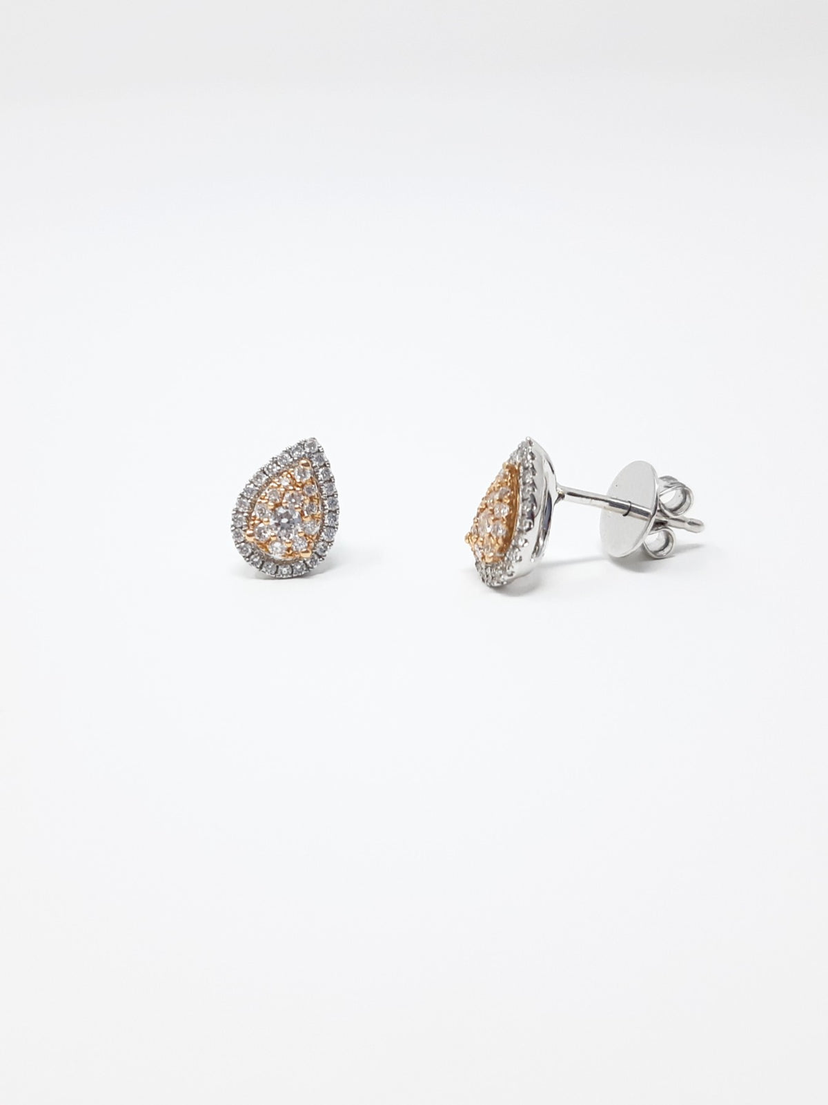14K White &amp; Rose Gold Two-Tone 0.28cttw Diamond Earrings