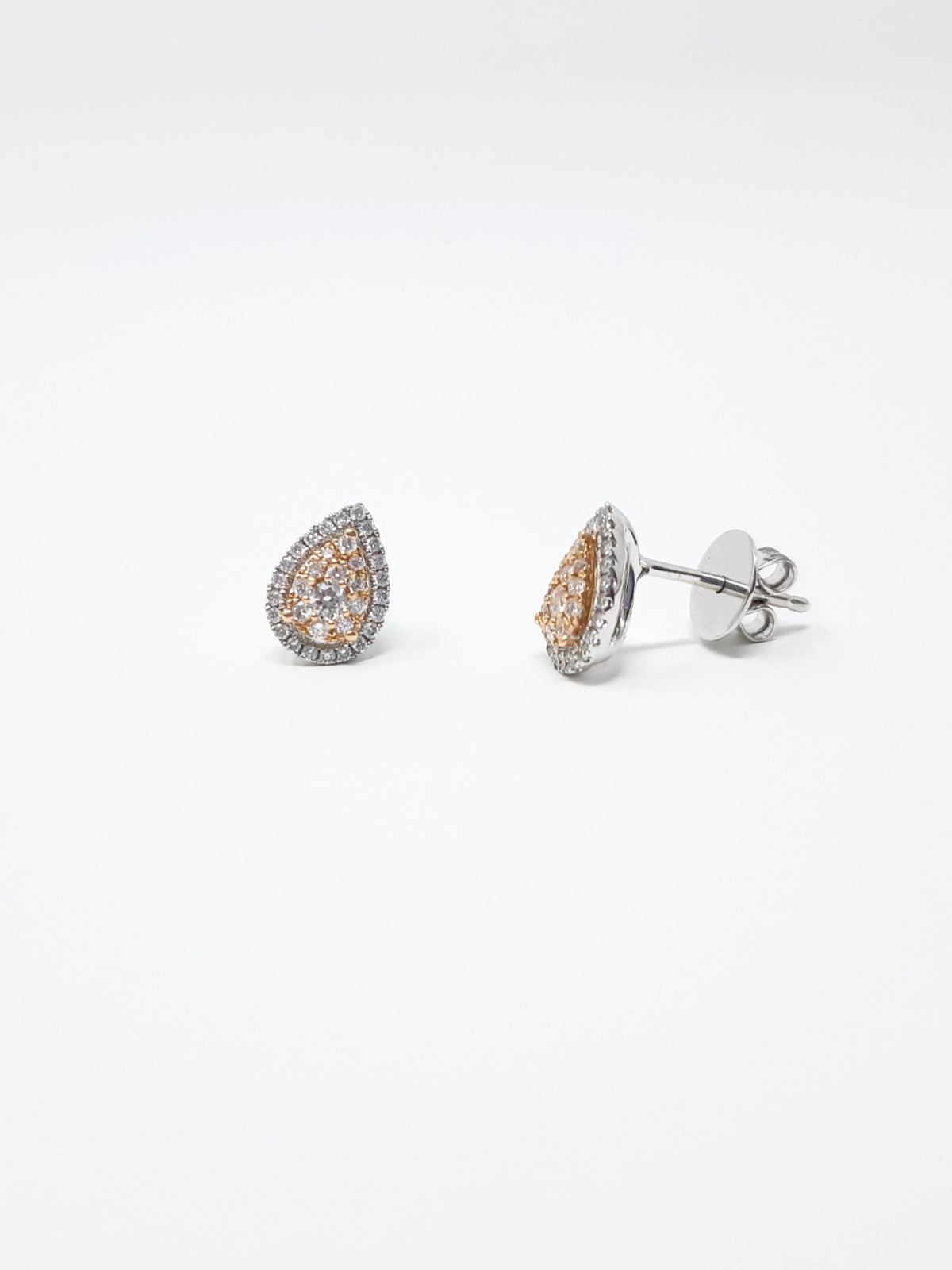 Aretes de diamantes de dos tonos de 0,28 quilates en oro blanco y rosa de 14 quilates