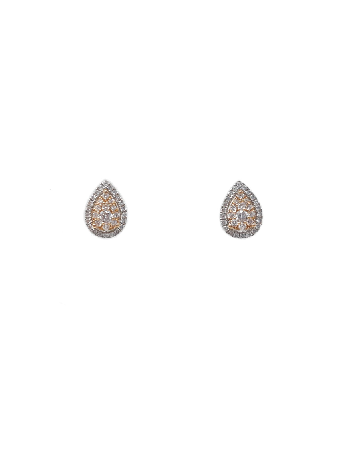 Aretes de diamantes de dos tonos de 0,28 quilates en oro blanco y rosa de 14 quilates