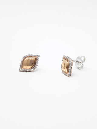 Aretes de diamantes de 0,13 quilates en oro blanco y rosa de 10 quilates