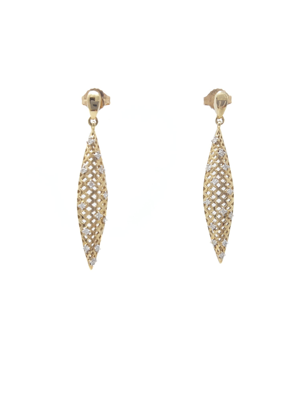 Pendientes colgantes de oro amarillo de 10 quilates con diamantes de 0,20 quilates