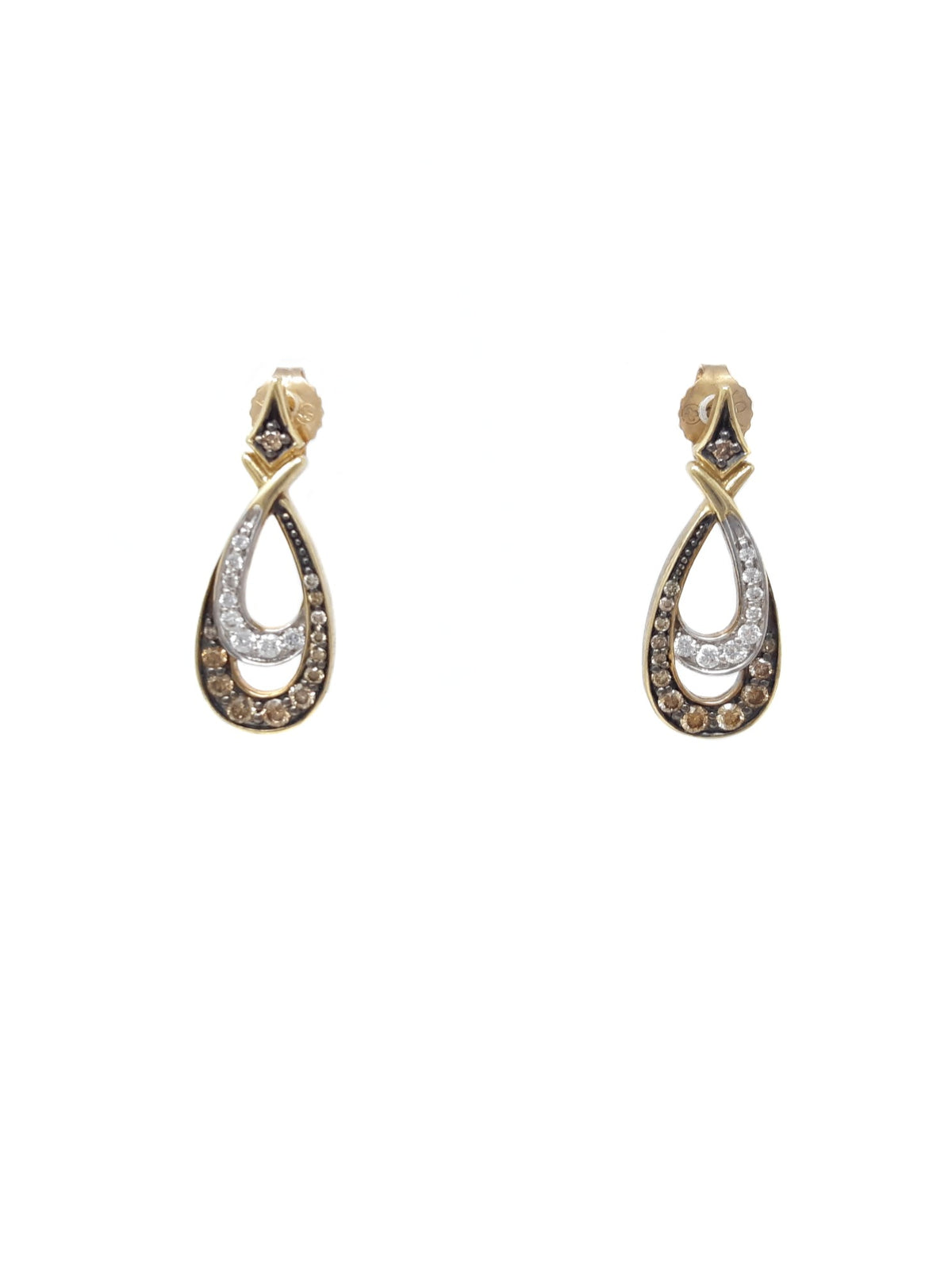 10K Natural Brown and White Diamond Earrings
