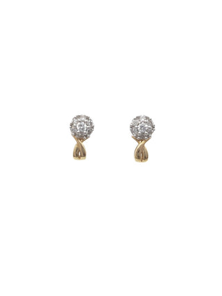 Aretes de diamantes de 0,10 quilates en oro blanco y amarillo de 10 quilates